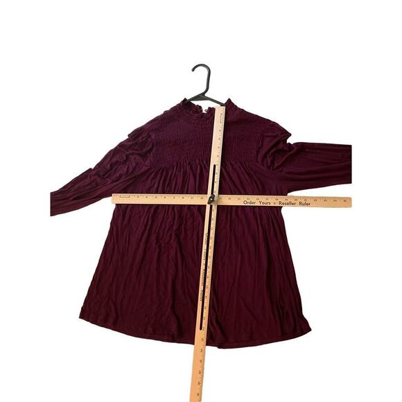 Cable & Gauge Blouse Top Women's Size L Burgundy Round Neck Long Sleeve Viscose - Picture 3 of 4